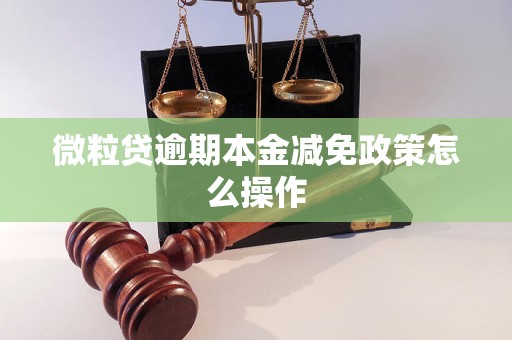 微粒贷逾期本金减免政策怎么操作