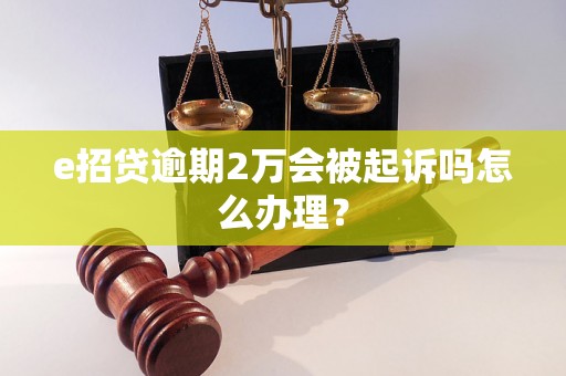 e招贷逾期2万会被起诉吗怎么办理？