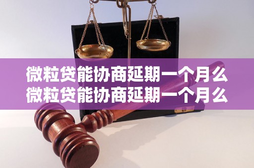 微粒贷能协商延期一个月么微粒贷能协商延期一个月么