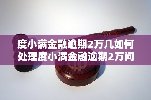 度小满金融逾期2万几如何处理度小满金融逾期2万问题，逾期2万利息计算方法