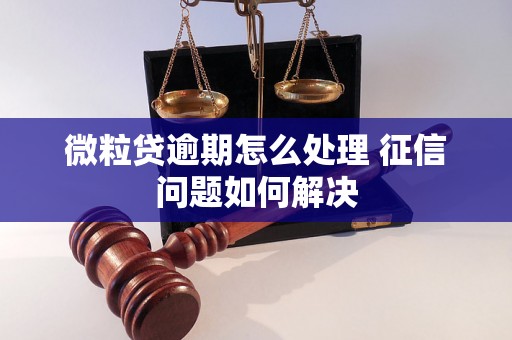 微粒贷逾期怎么处理 征信问题如何解决