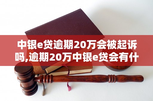 中银e贷逾期20万会被起诉吗,逾期20万中银e贷会有什么后果