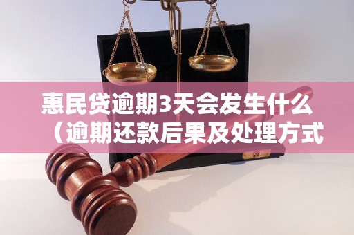 惠民贷逾期3天会发生什么（逾期还款后果及处理方式）