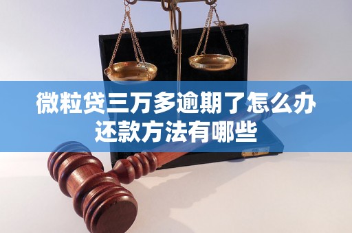 微粒贷三万多逾期了怎么办还款方法有哪些