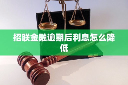 招联金融逾期后利息怎么降低