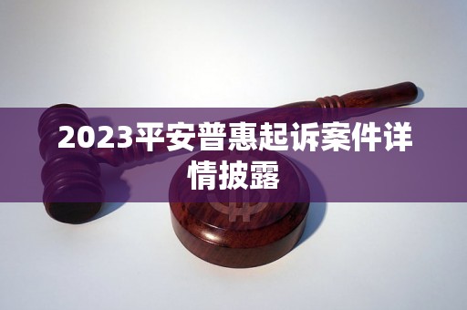 2023平安普惠起诉案件详情披露