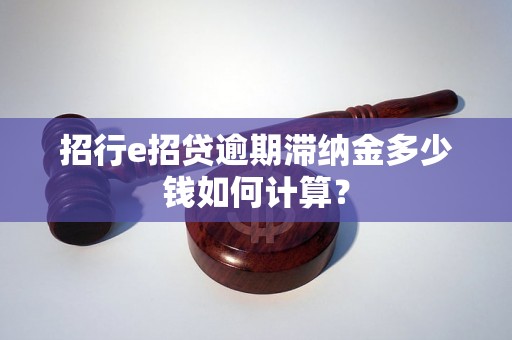 招行e招贷逾期滞纳金多少钱如何计算？