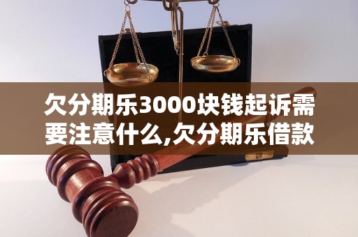 欠分期乐3000块钱起诉需要注意什么,欠分期乐借款追偿流程