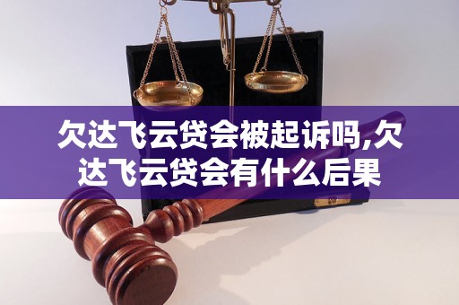 欠达飞云贷会被起诉吗,欠达飞云贷会有什么后果