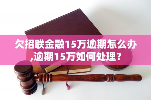 欠招联金融15万逾期怎么办,逾期15万如何处理？