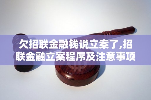 欠招联金融钱说立案了,招联金融立案程序及注意事项