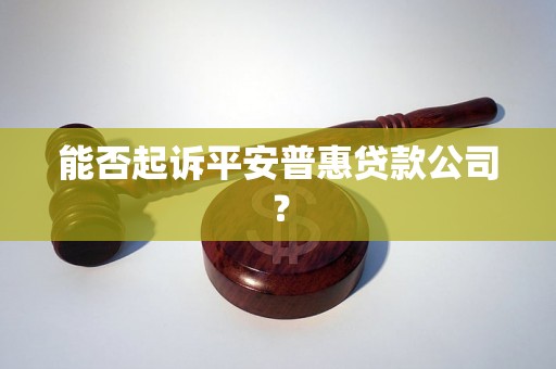 能否起诉平安普惠贷款公司？