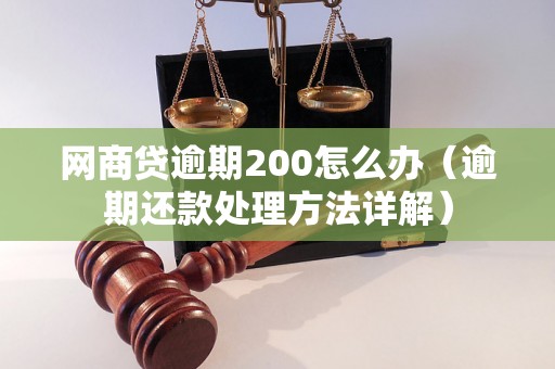 网商贷逾期200怎么办（逾期还款处理方法详解）