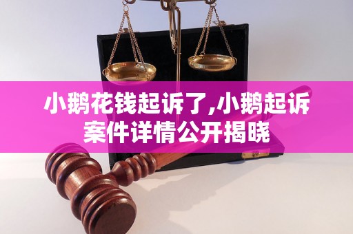 小鹅花钱起诉了,小鹅起诉案件详情公开揭晓