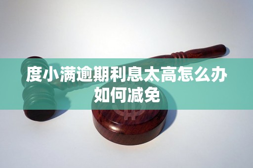 度小满逾期利息太高怎么办如何减免