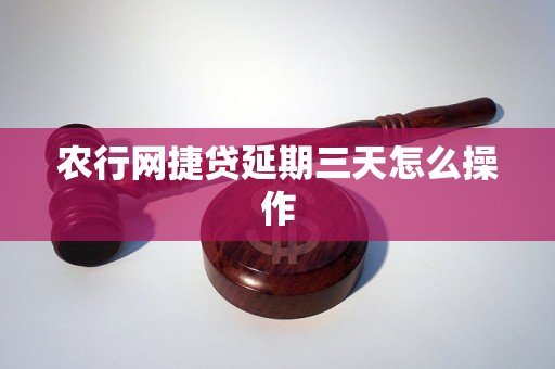 农行网捷贷延期三天怎么操作