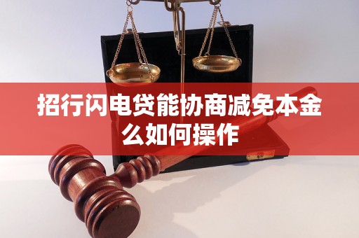 招行闪电贷能协商减免本金么如何操作