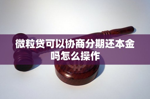 微粒贷可以协商分期还本金吗怎么操作