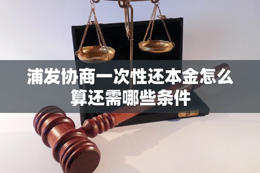 浦发协商一次性还本金怎么算还需哪些条件