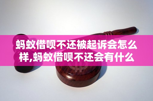 蚂蚁借呗不还被起诉会怎么样,蚂蚁借呗不还会有什么后果