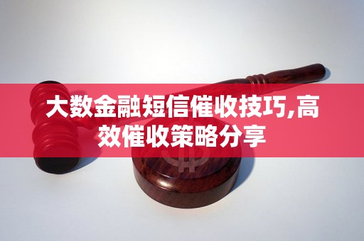 大数金融短信催收技巧,高效催收策略分享