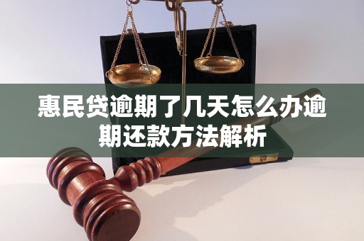 惠民贷逾期了几天怎么办逾期还款方法解析