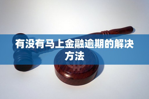 有没有马上金融逾期的解决方法