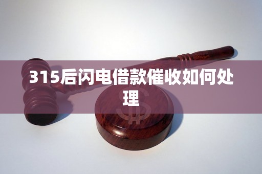 315后闪电借款催收如何处理