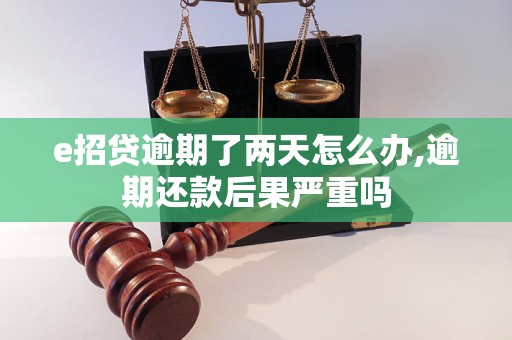 e招贷逾期了两天怎么办,逾期还款后果严重吗