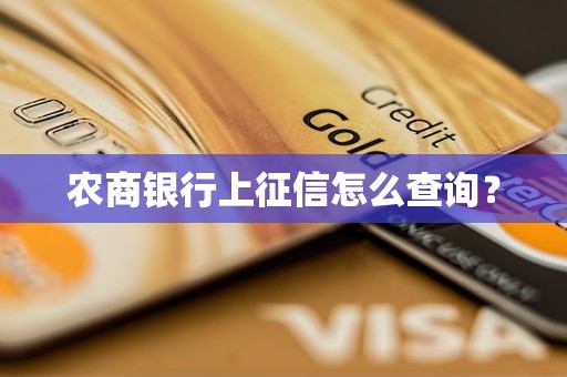 农商银行上征信怎么查询？