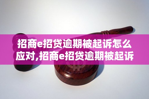 招商e招贷逾期被起诉怎么应对,招商e招贷逾期被起诉后的解决方法