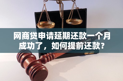 网商贷申请延期还款一个月成功了，如何提前还款？