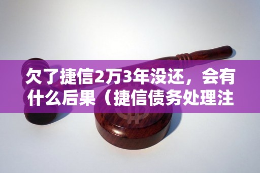 欠了捷信2万3年没还，会有什么后果（捷信债务处理注意事项）