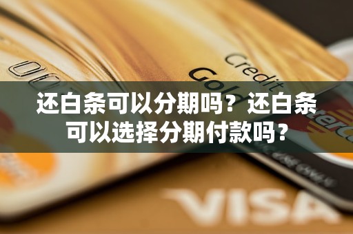 还白条可以分期吗？还白条可以选择分期付款吗？