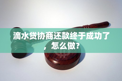 滴水贷协商还款终于成功了，怎么做？