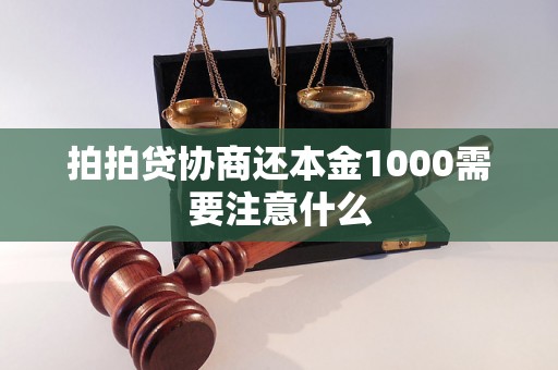 拍拍贷协商还本金1000需要注意什么