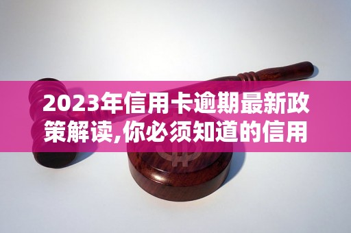 2023年信用卡逾期最新政策解读,你必须知道的信用卡逾期处罚措施