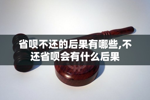 省呗不还的后果有哪些,不还省呗会有什么后果