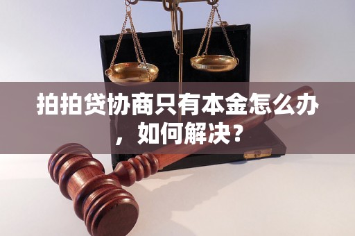 拍拍贷协商只有本金怎么办，如何解决？