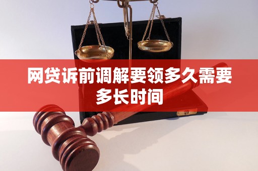 网贷诉前调解要领多久需要多长时间