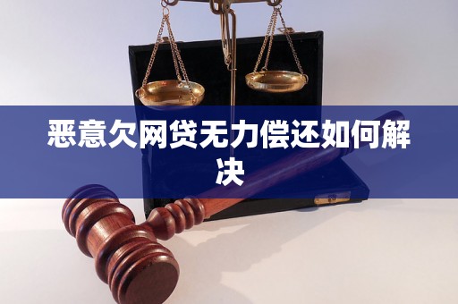 恶意欠网贷无力偿还如何解决