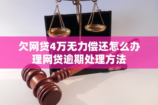 欠网贷4万无力偿还怎么办理网贷逾期处理方法