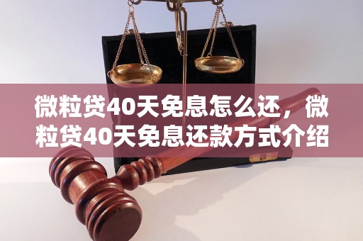 微粒贷40天免息怎么还，微粒贷40天免息还款方式介绍