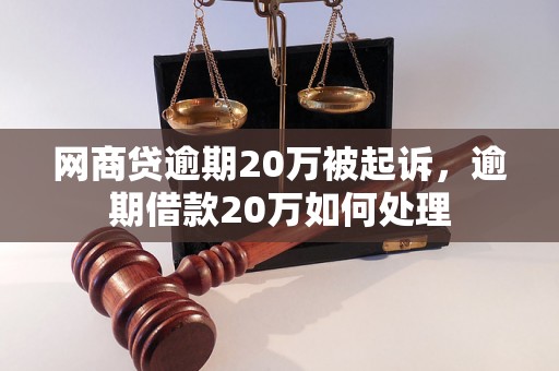 网商贷逾期20万被起诉，逾期借款20万如何处理