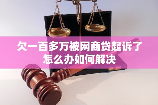 欠一百多万被网商贷起诉了怎么办如何解决