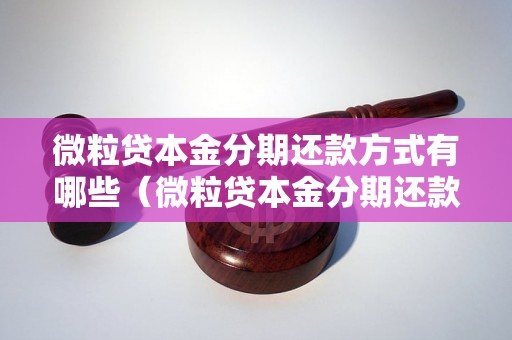 微粒贷本金分期还款方式有哪些（微粒贷本金分期还款方法详解）