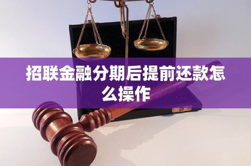 招联金融分期后提前还款怎么操作