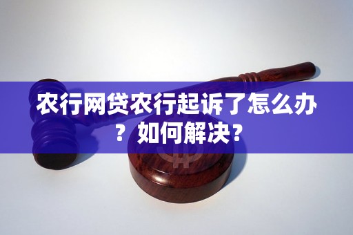 农行网贷农行起诉了怎么办？如何解决？