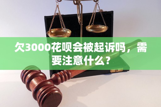 欠3000花呗会被起诉吗，需要注意什么？