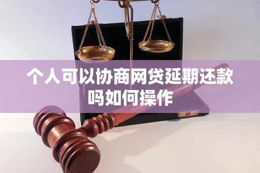 个人可以协商网贷延期还款吗如何操作